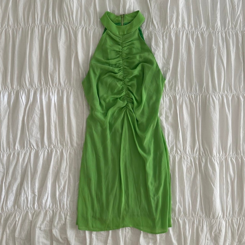 Staud Mini Coastal Ruched Dress Key Lime